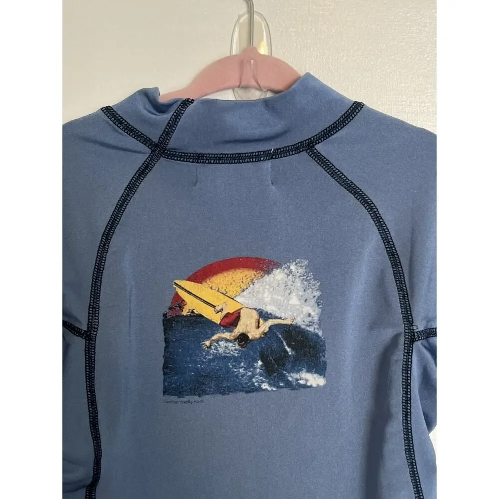 Wes & Willy Toddler Boys Blue Rash Guard Half Sleeve Surf Swim Summer Beach 4T